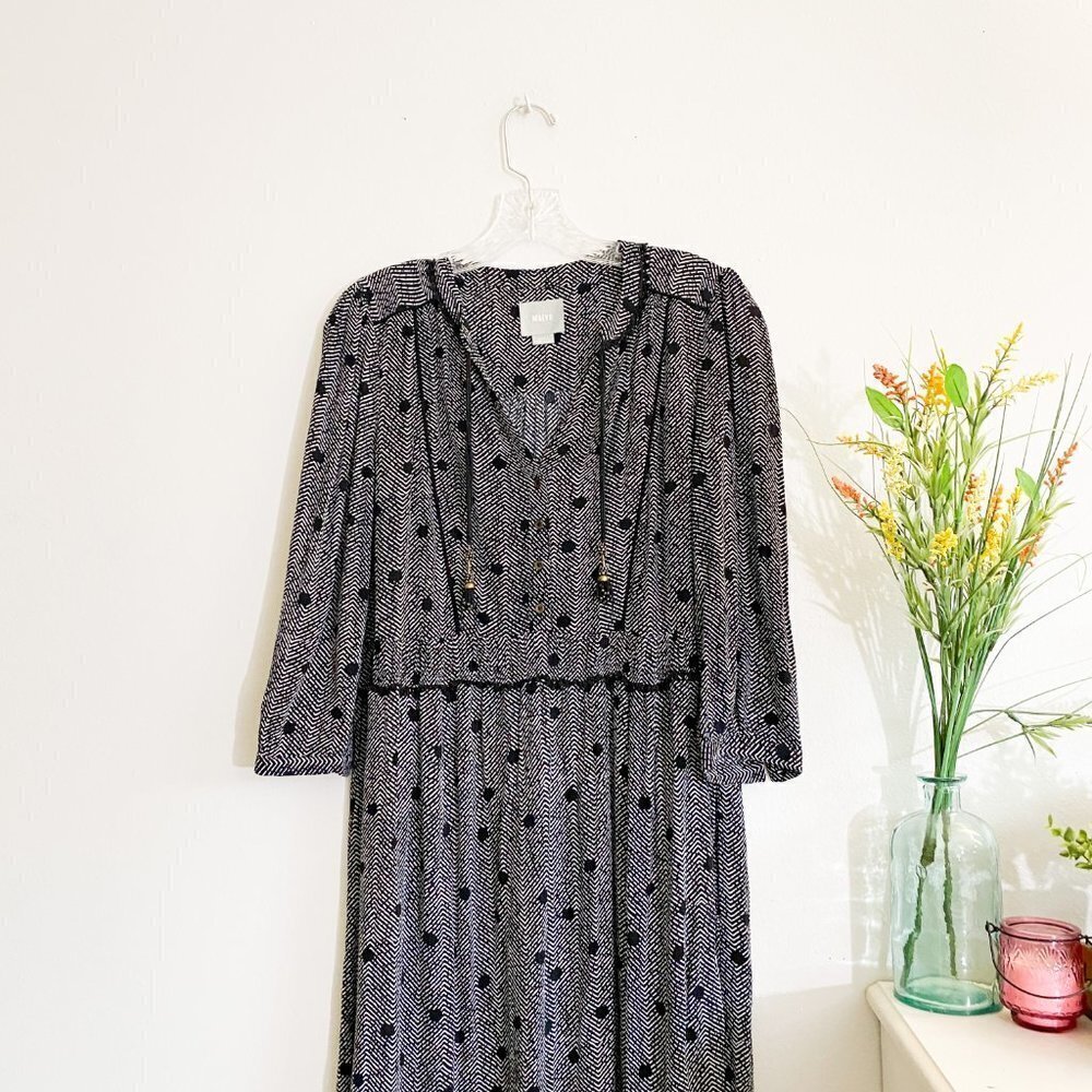 ☀️ ANTHROPOLOGIE MAEVE Galen Black White Dot Dress Small - Picture 3 of 5